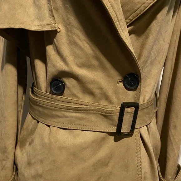 ZARA BEAUTIFUL TAN SUEDE TEXTURED SHORT TRENCH - Picture 4 of 16